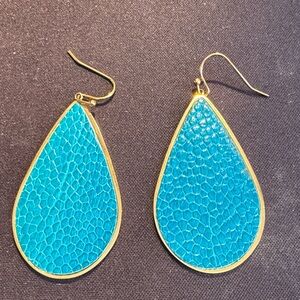 Rustic Cuff Turquoise and Gold Teardrop Earrings